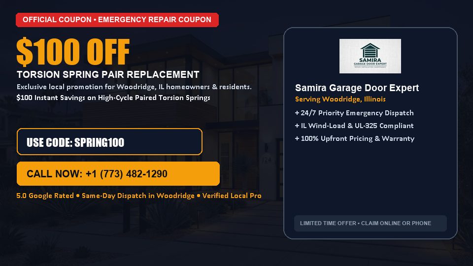 Samira Garage Door Expert $100 OFF Dual Torsion Spring Replacement in Woodridge, IL